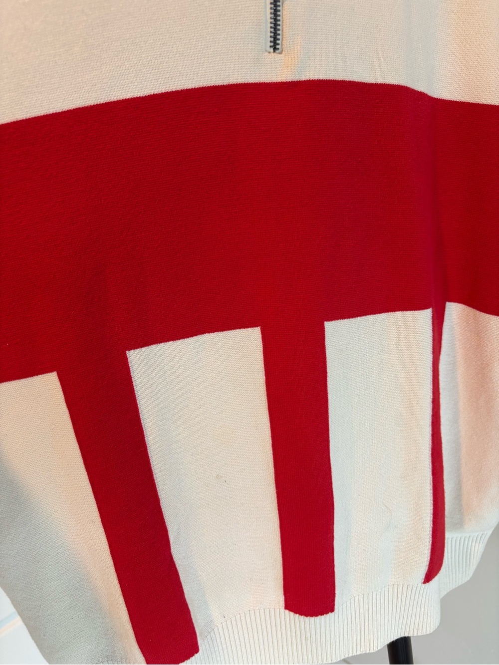 Zara Red Cream Colorblock Quarter-Zip Sweater Men’s M - Picture 5 of 6